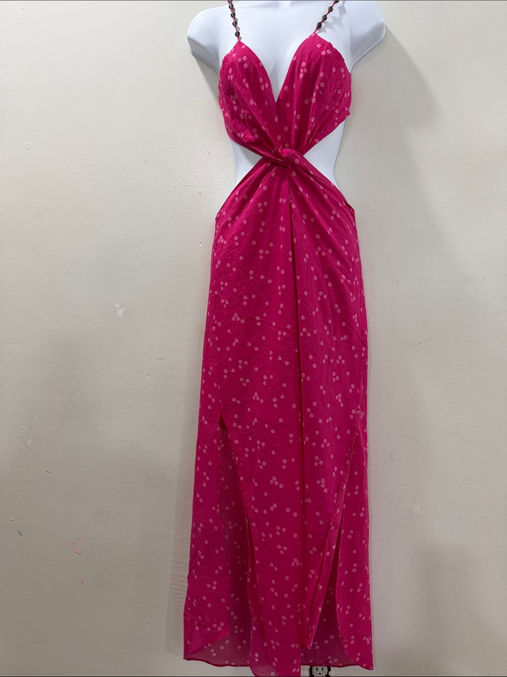 Fuchsia Pink Cutout Maxi Dress with Twist Front